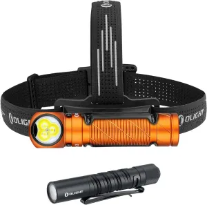 OLIGHT Perun 3 Rechargeable Headlamp Flashlight, 3000 Lumens LED Headlight with Red Light Bundle with I3T EOS 180 Lumens Dual-Output Slim EDC Flashlight for Camping and Hiking