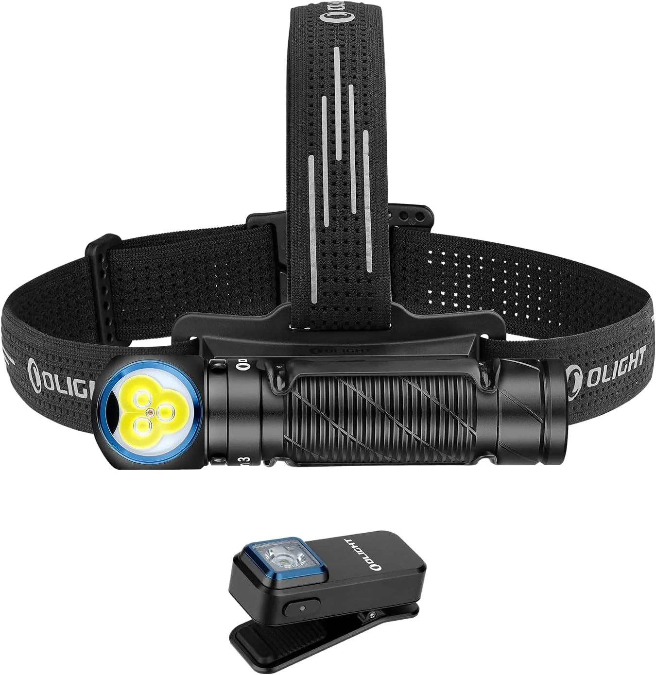 OLIGHT Perun 3 Rechargeable Headlamp Flashlight, 3000 Lumens LED Headlight with Red Light Bundle with Oclip Rechargeable EDC Flashlight 300 Lumens Dual Light t