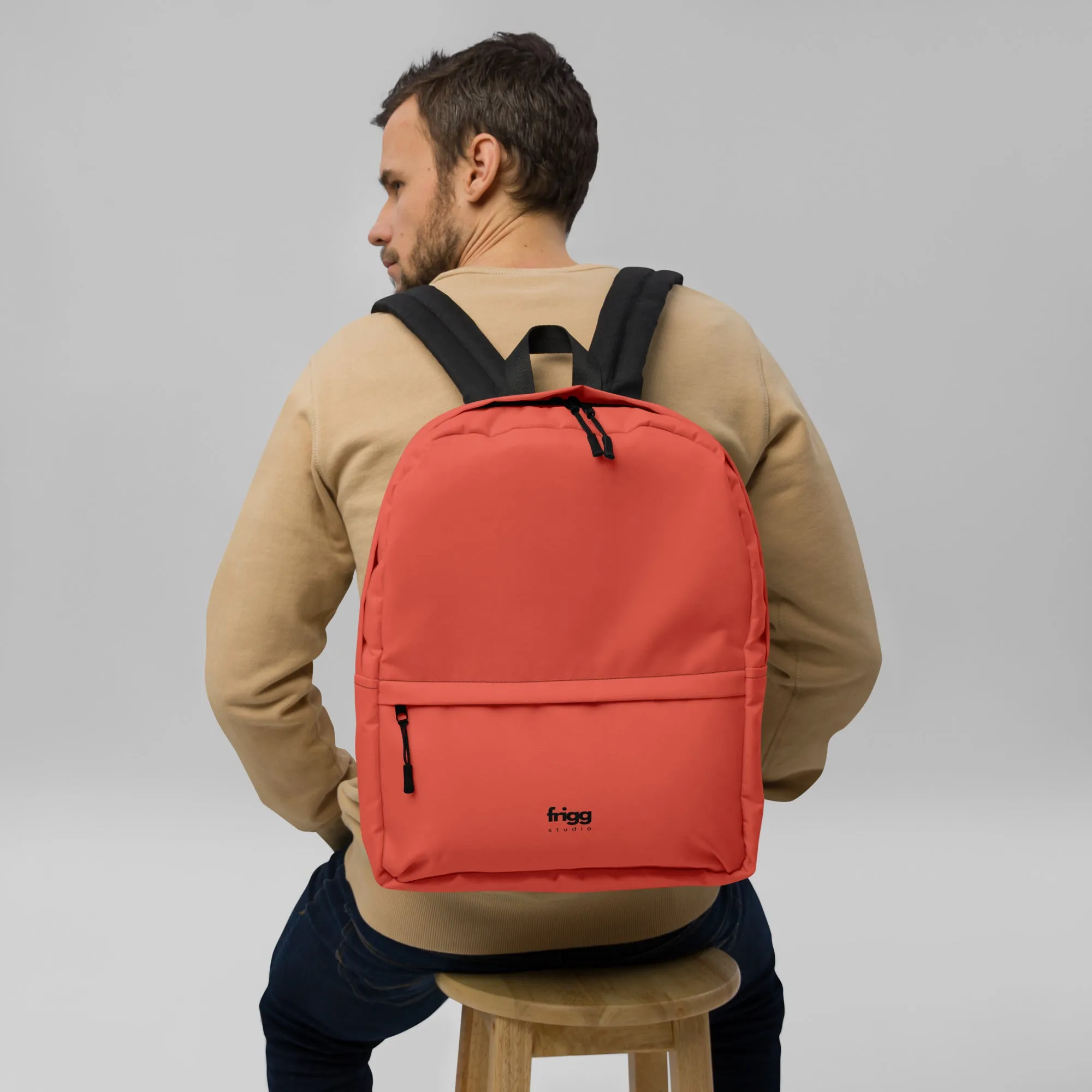 ORANGE RED - WATER-RESISTANT BACKPACK WITH LAPTOP POCKET