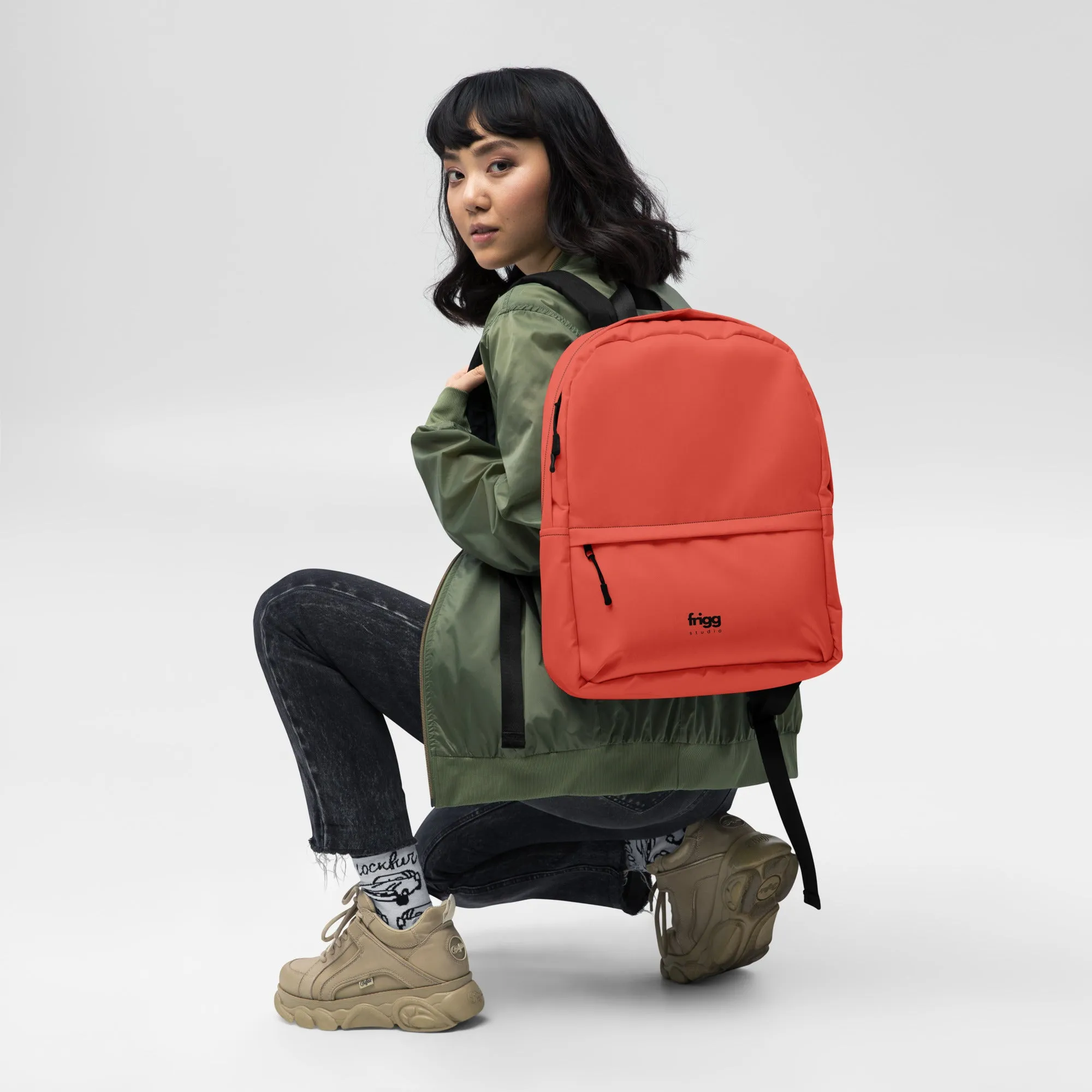 ORANGE RED - WATER-RESISTANT BACKPACK WITH LAPTOP POCKET