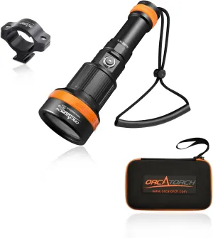 ORCATORCH ZD710 2700 Lumen Zoomable Diving Flashlight HM01 Helmet Mount Flashlight Holder Combo