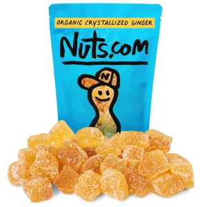 Organic Crystallized Ginger - Premium Crystallized Ginger Pieces - Spicy & Sweet Candied Ginger Crystals - Dried Ginger Chunks, Root - Digestive Snack Organic Ginger Candy (1 lb)