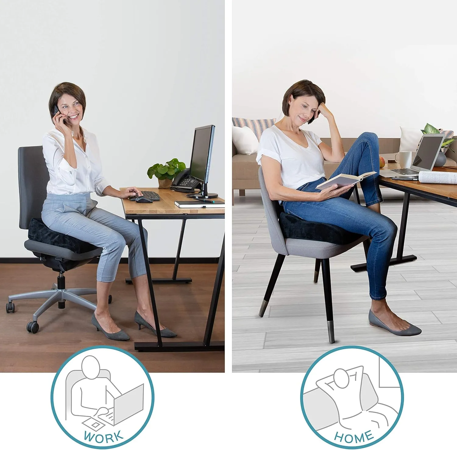 Orthopedic Booster Seat Cushion - 18 x 13 x 3.1 Plush Memory Foam Raiser Chair Cushions for Height Boost, Travel and Work - Padded Foam Support Pillow for Office, Car, Home and Wheelchair