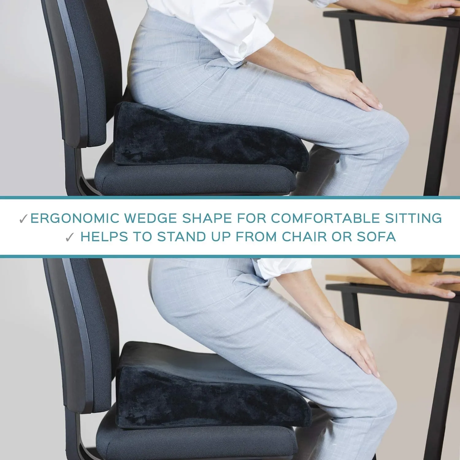 Orthopedic Booster Seat Cushion - 18 x 13 x 3.1 Plush Memory Foam Raiser Chair Cushions for Height Boost, Travel and Work - Padded Foam Support Pillow for Office, Car, Home and Wheelchair