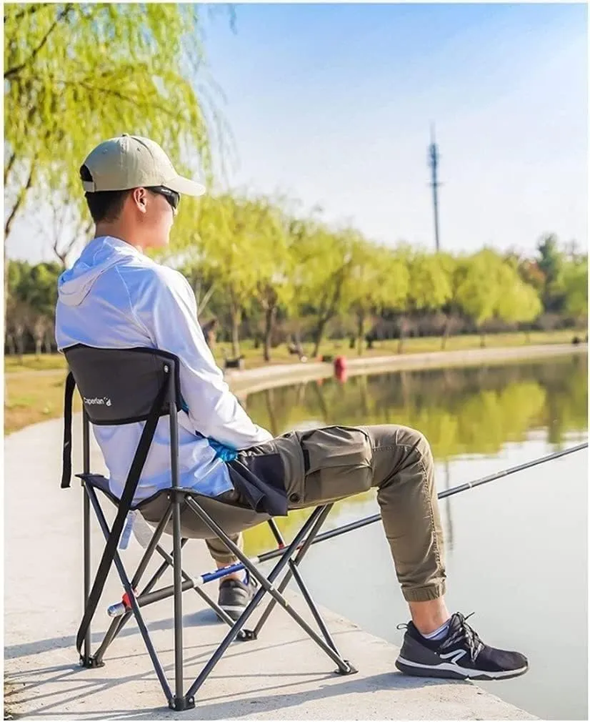 Outdoor Camp Chairs, Folding Backrest Chair Lightweight Portable Small Stool Padded Seat for Camping Garden Trips Lawn Chairs Adults(B)