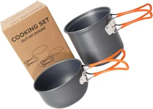 Outdoor Camping Picnic Cooking Pot Portable Pot Pan Set Folding Handle Non-Stick Camping Cookware
