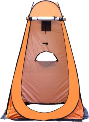 Outdoor Camping Tent Portable Shower Bath Changing Fitting Room Rain Camping Beach Privacy Toilet Tents with 3 Windows Change Clothes Tent (Color : 150CM Orange, Size : 1)