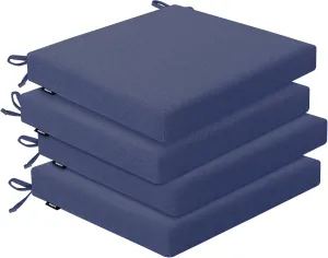 Outdoor Chair Cushions Set of 4, Water-Resistant & Fadeness 18.5" W x 16" D x 2.5" T Seat Cushion, High Density Foam with Dual Straps for Patio Garden Furniture Sofa Dining Chairs, Blue