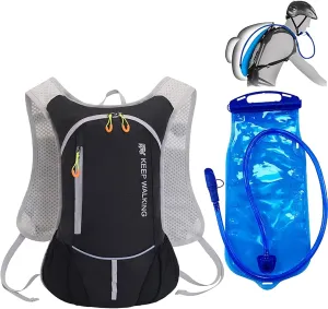 Outdoor Hydration Backpack Vest, 2L Water Bladder, Waterproof, Reflective, Lightweight Sports Running Cycling Hiking Daypack, Green