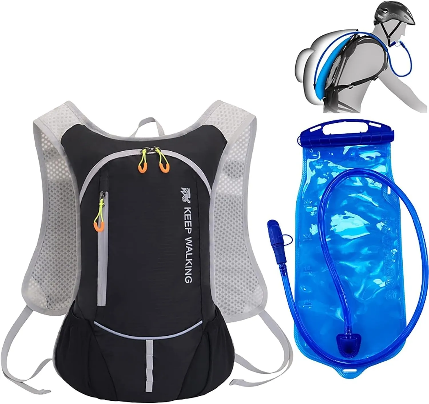 Outdoor Hydration Backpack Vest, 2L Water Bladder, Waterproof, Reflective, Lightweight Sports Running Cycling Hiking Daypack, Green
