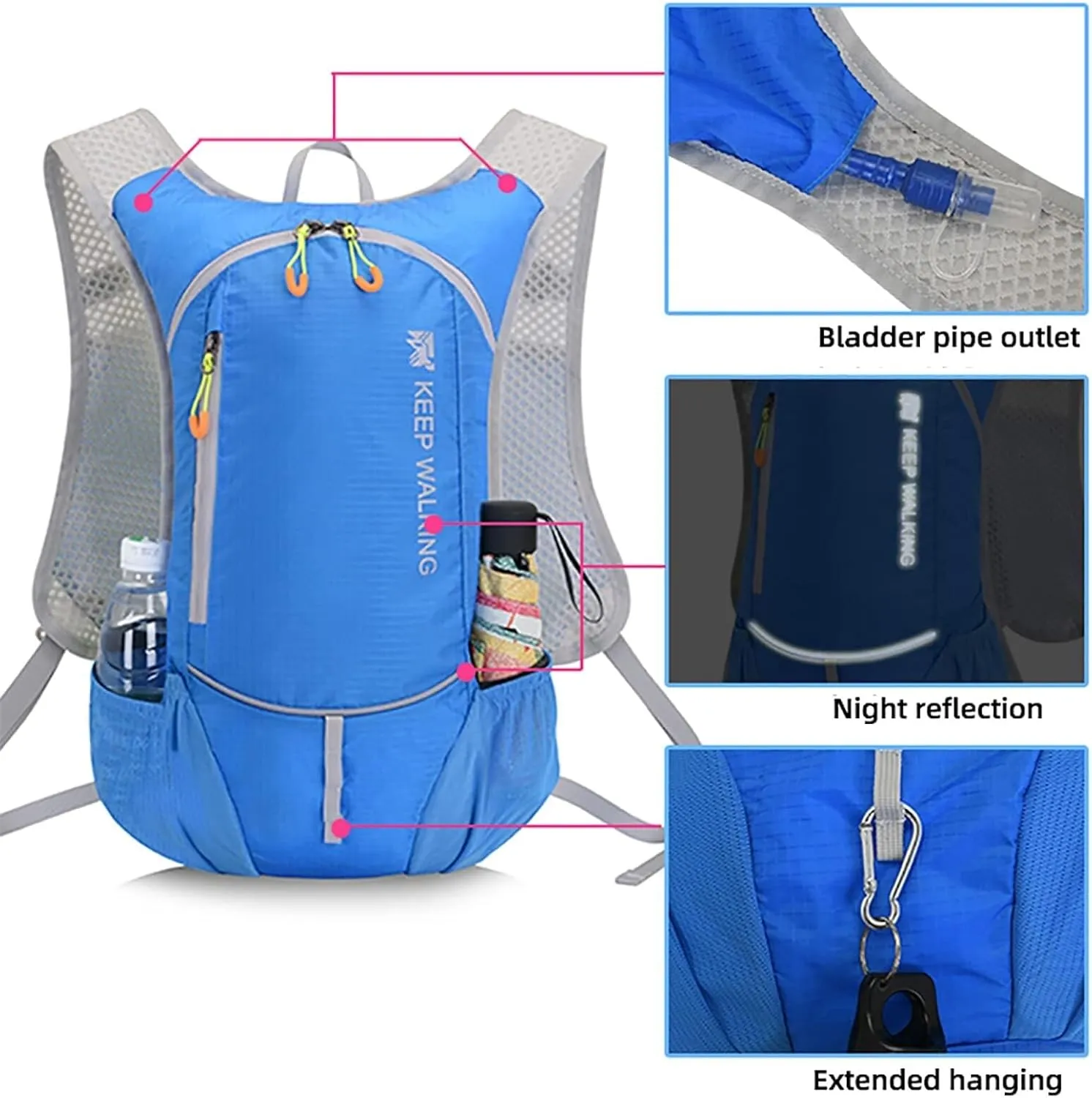 Outdoor Hydration Backpack Vest, 2L Water Bladder, Waterproof, Reflective, Lightweight Sports Running Cycling Hiking Daypack, Green