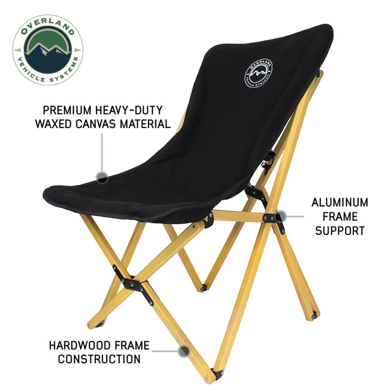 Overland Vehicle Systems Kick It Camp Chair - Wood Base & Storage Bag