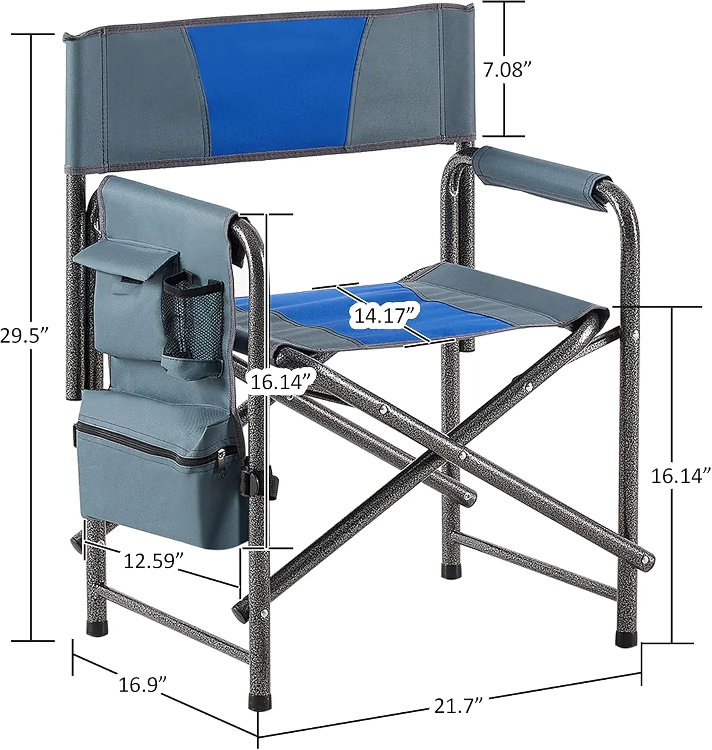 Oversized Folding Camping Chair with Side Table 400lbs Heavy Duty Portable Lawn Chairs Lightweight Aluminum Frame for Camping Fishing Beach Outdoor Use, Blue