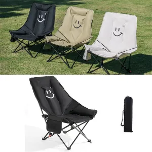 Oversized Padded Camping Chair,Folding,Large Camp Lounge Chairs for Outdoor,Portable,with Cup Holder for Camping,Picnic, Family Road Trip Black