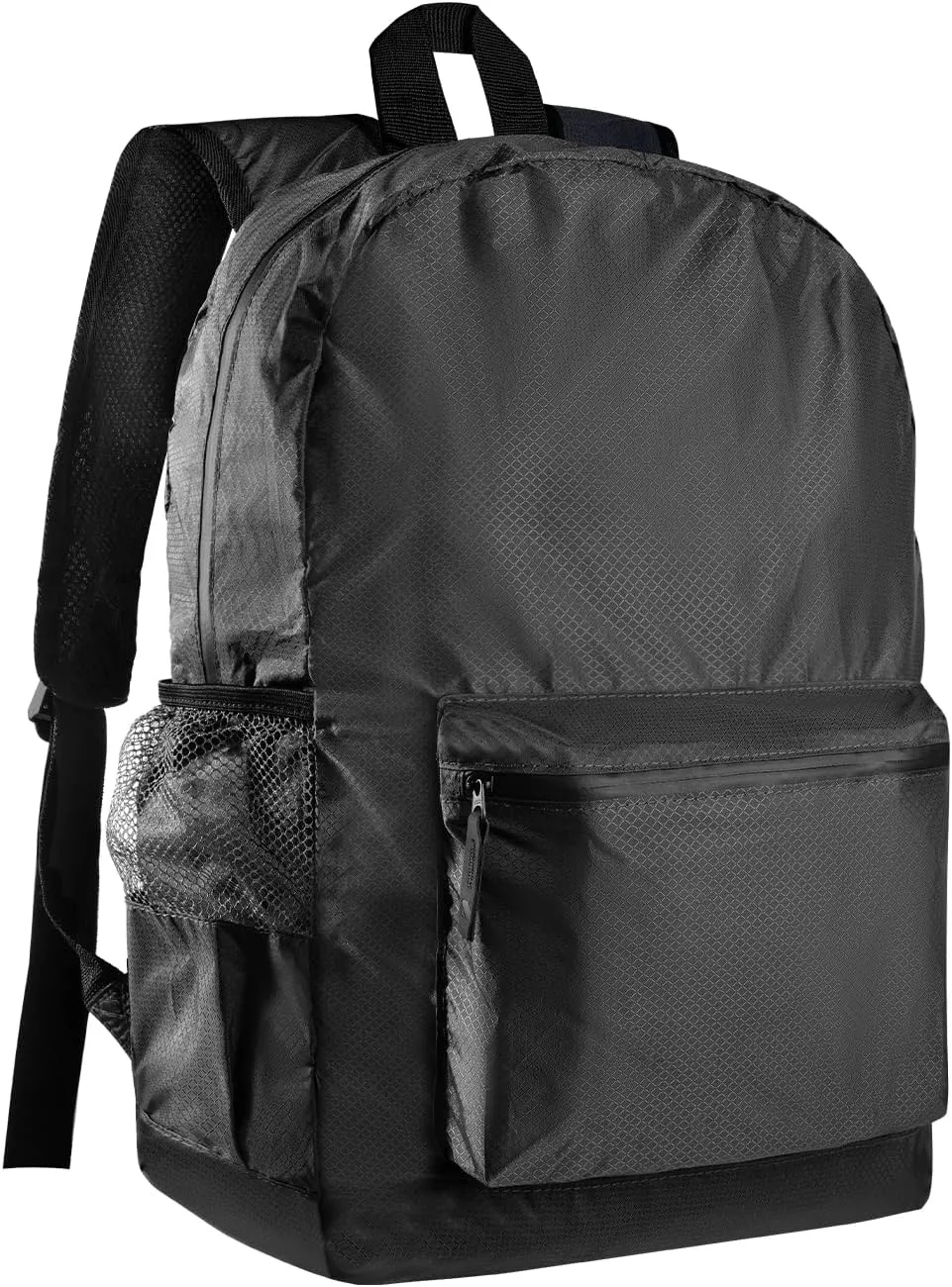 pack all 20L Lightweight Packable Backpack, Water Resistant Foldable Backpack, Travel Hiking Daypack with Waterproof Zippers (Black)
