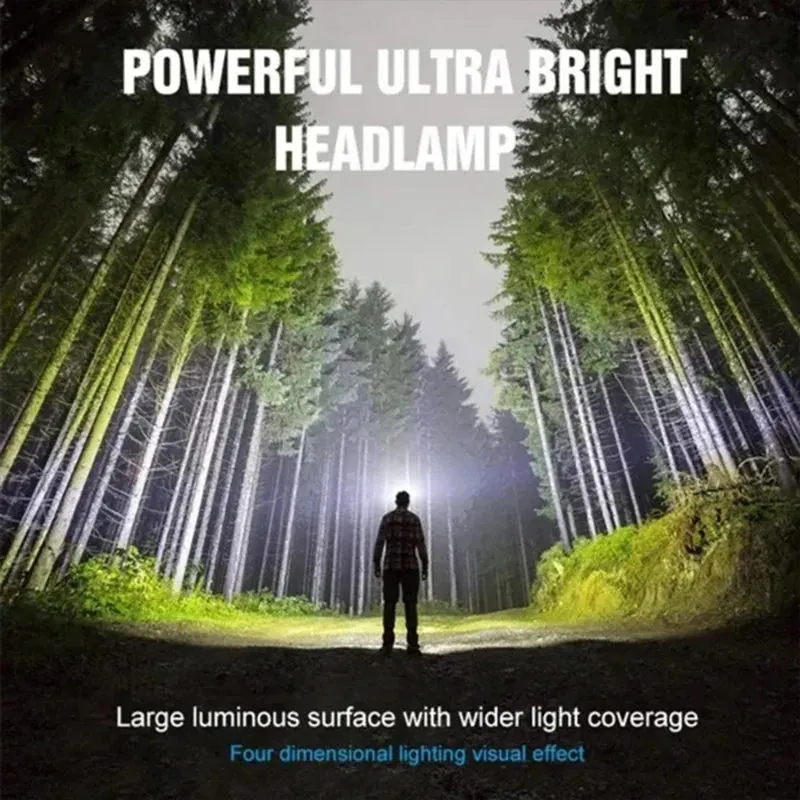 Pack USB Rechargeable LED Headlamp - Sensor Flashlight, Waterproof, XPE COB, Camping, Fishing Lantern