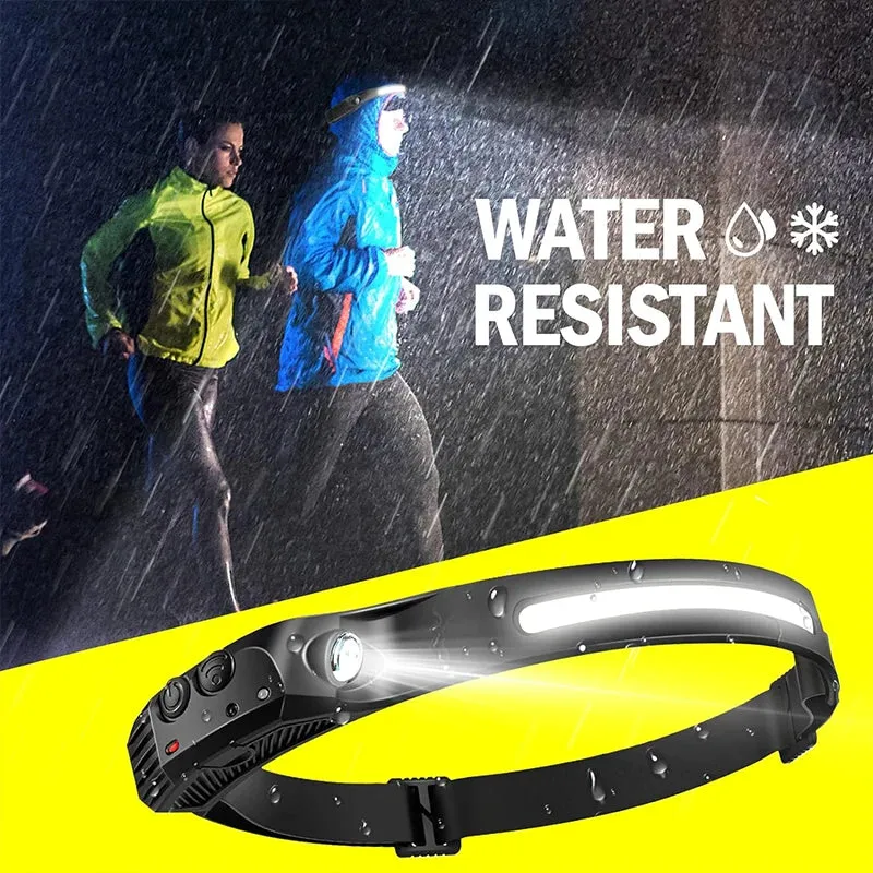 Pack USB Rechargeable LED Headlamp - Sensor Flashlight, Waterproof, XPE COB, Camping, Fishing Lantern