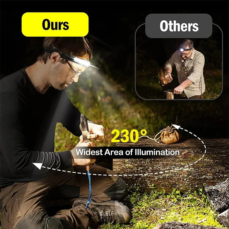 Pack USB Rechargeable LED Headlamp - Sensor Flashlight, Waterproof, XPE COB, Camping, Fishing Lantern
