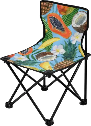 Packable Tropical Fruits Pattern Camp Chairs Ultralight Folding Backpack Chair Includes Carry Bag Ice Fishing Chairs for Adults for Sports Indoor