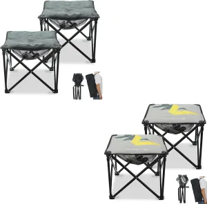 Padded Camping Stool, 18 Inch Oversized Camping Foot Rest, 500lb Camping Chairs Outdoor Footstool Portable Camping Ottoman for Camping Gardening Fishing w/Storage Net Carry Bag (2,DarkGreen & 2,Grey)