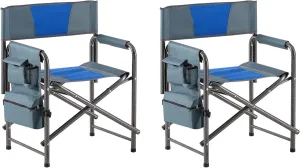Padded Folding Outdoor Chair with Storage Pockets,Lightweight Oversized Directors Chair， 400 LBS Weight Capacity ，for indoor, Outdoor Camping, Picnics and Fishing (2-piece)