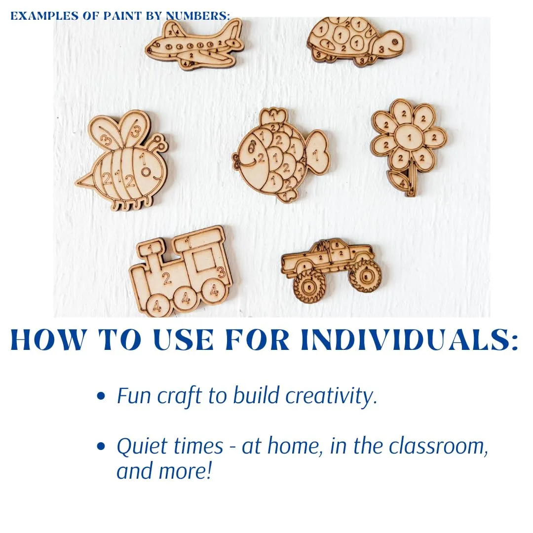 Paint by Numbers Craft Kit for Kids | 5" DIY Painting Kit Wooden Make-and-Take Craft | Parties, Home Activities, & Classrooms (Set of 4 Fish)