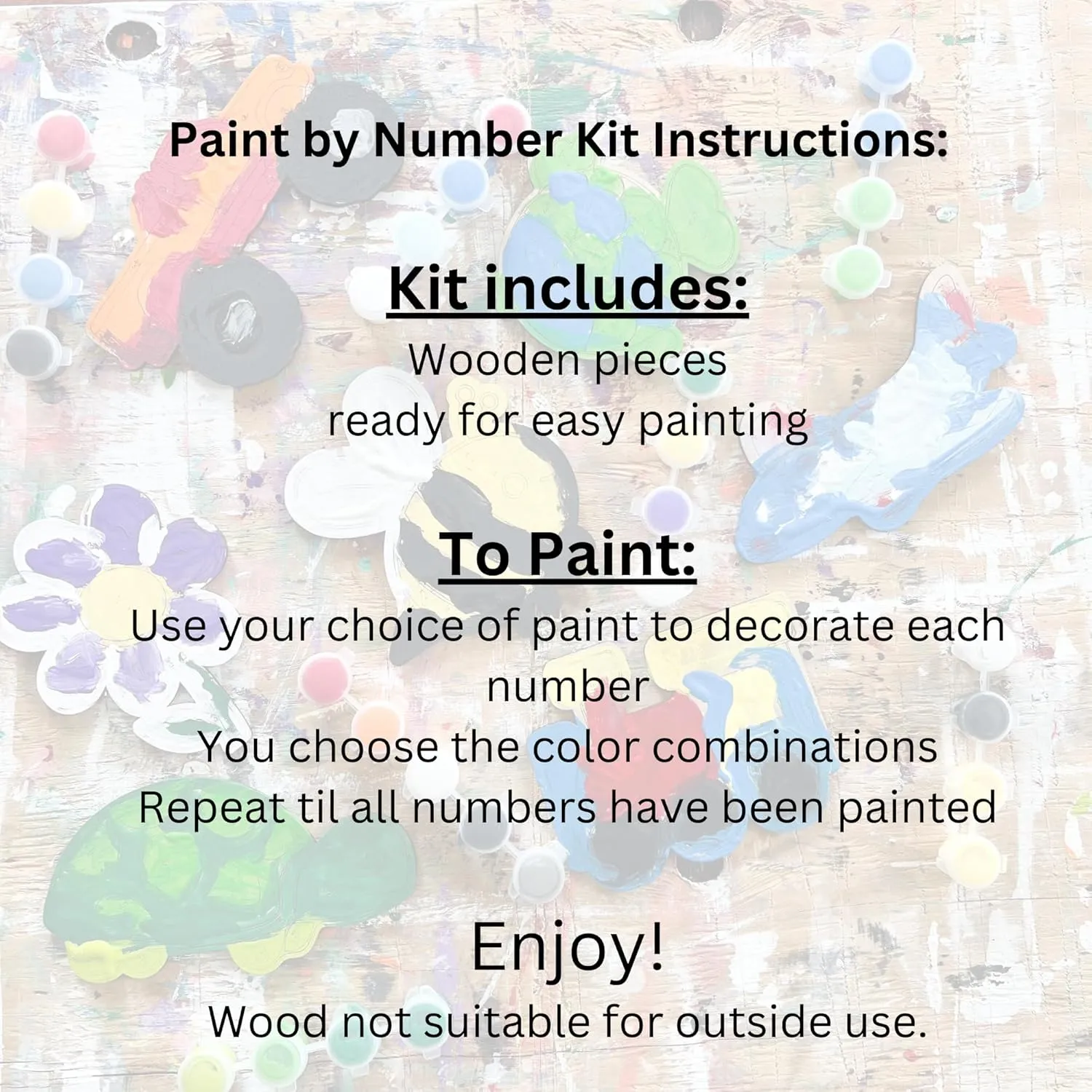 Paint by Numbers Craft Kit for Kids | 5" DIY Painting Kit Wooden Make-and-Take Craft | Parties, Home Activities, & Classrooms (Set of 4 Fish)