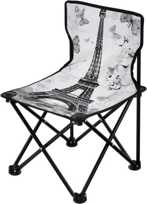 Paris Tower Portable Outdoor Folding Chair Anti-Slip Padded Oxford Cloth Stool Camping Chair Small for Beach Hiking Fishing Gardening Quad Camp Chair