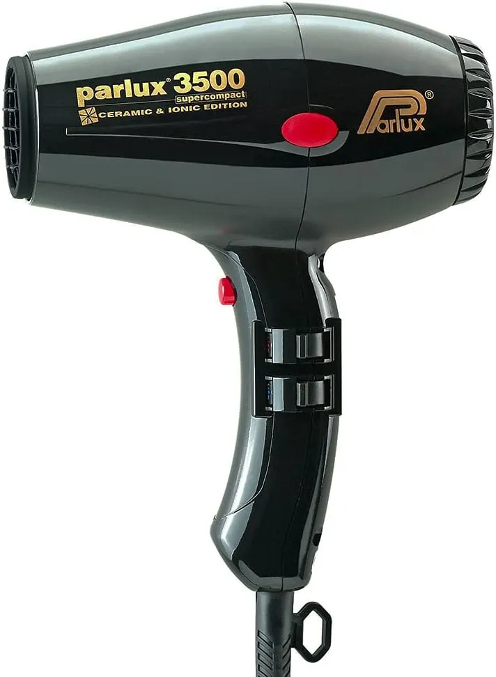 Parlux 3500 Super Compact Ceramic & Ionic Black Hair Dryer   M Hair Designs Hot Blow Attachment (Bundle) – Lightweight, Fast-Drying, Frizz-Control Blow Dryer for Smooth Styling
