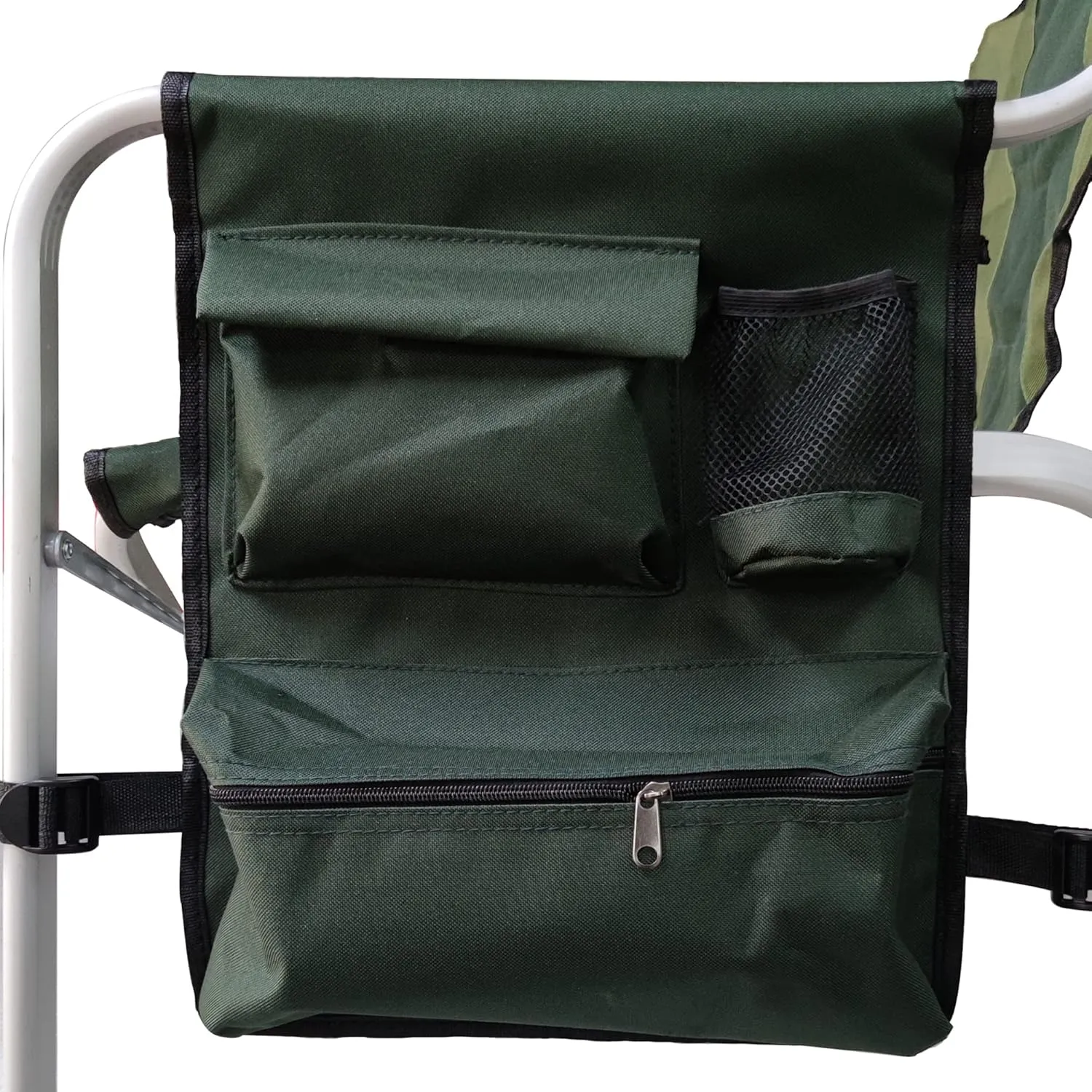 Patio Furniture Conversation Sets,Padded Folding Outdoor Chair with Side Table and Storage Pockets,Lightweight Oversized Chair for indoor, Outdoor Camping, Picnics,Fishing(1PC Black/Green Chair)