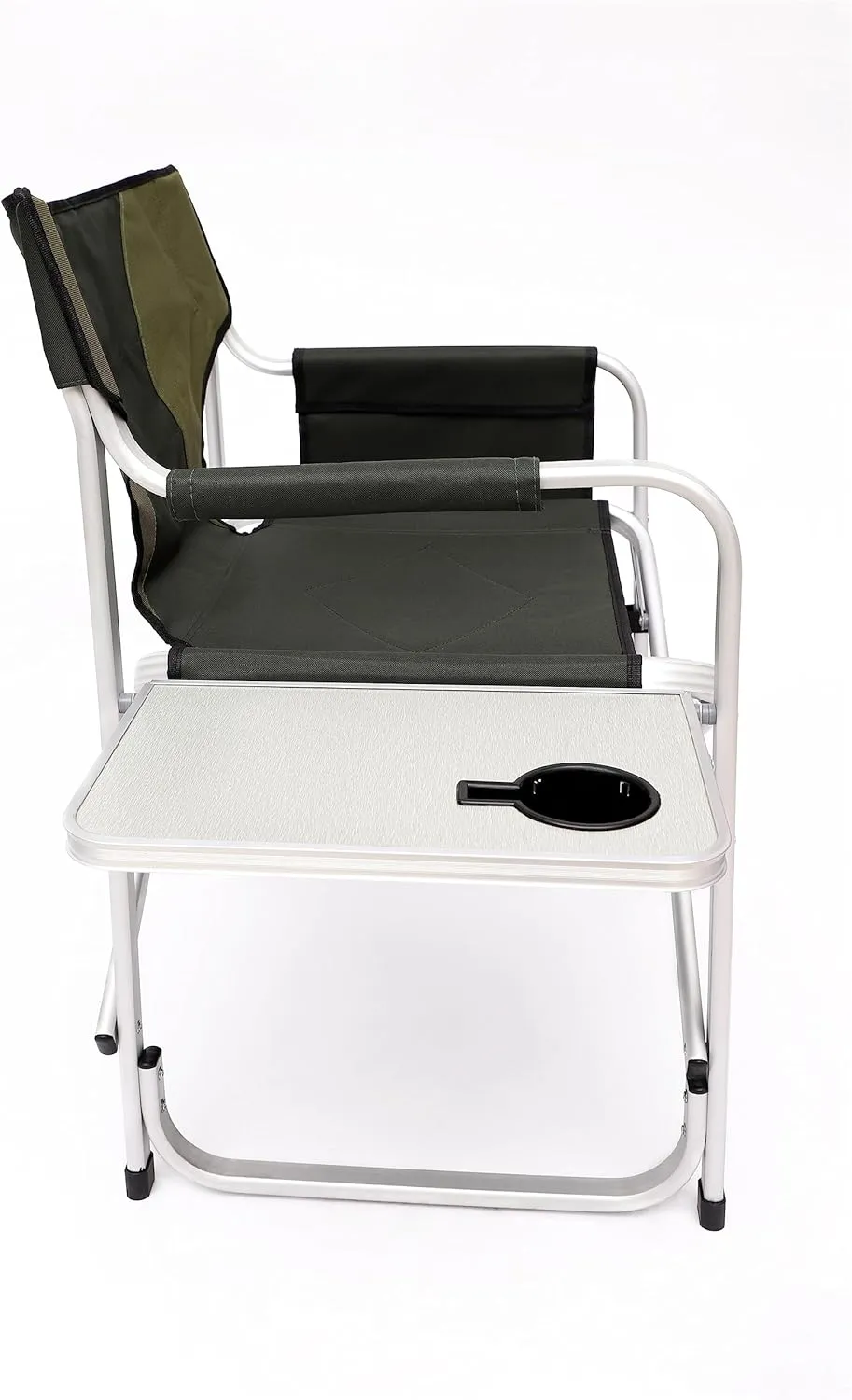 Patio Furniture Conversation Sets,Padded Folding Outdoor Chair with Side Table and Storage Pockets,Lightweight Oversized Chair for indoor, Outdoor Camping, Picnics,Fishing(1PC Black/Green Chair)