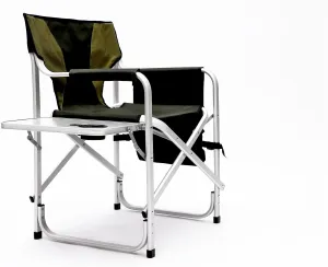Patio Furniture Conversation Sets,Padded Folding Outdoor Chair with Side Table and Storage Pockets,Lightweight Oversized Chair for indoor, Outdoor Camping, Picnics,Fishing(1PC Black/Green Chair)