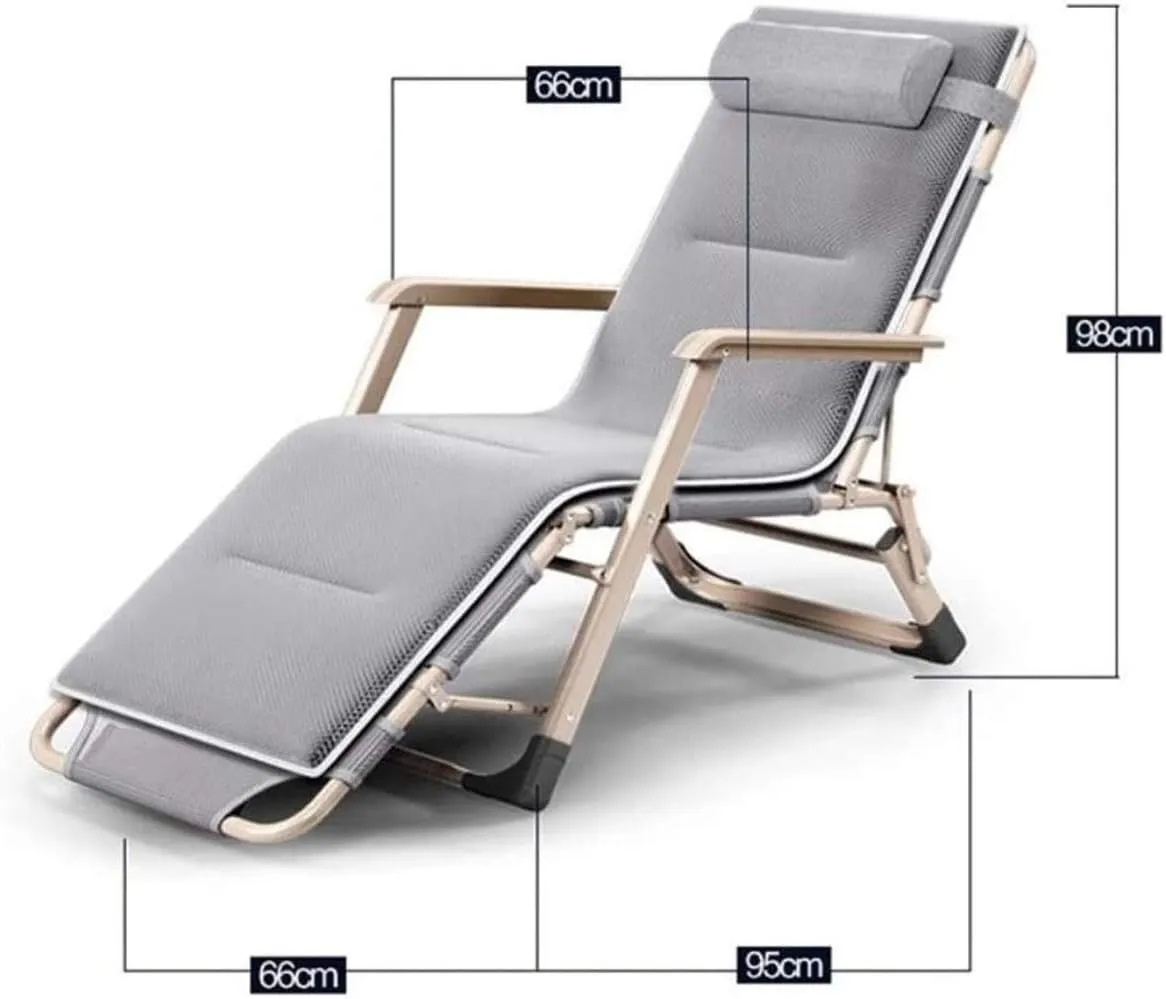 Patio Lounge Chairs, Sun Lounger Chair Recliner Nap Folding Beach Chair Lunch Break Nap Chair Leisure Folding Deck Chair Office Folding Bed Outdoor(Black)