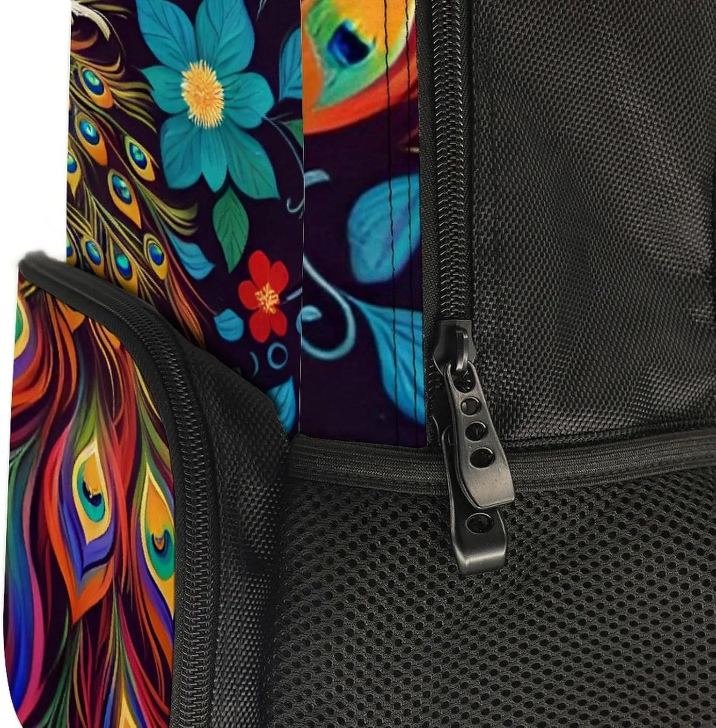 Peacock Animal Oil Painting Rucksacks Polyester Anti-Theft Multipurpose Carry On Bag Large Capacity Gym Outdoor Hiking Backpack With Smooth Zippers