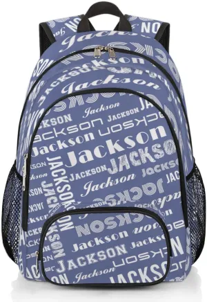 Personalized Daypack with Name Text, Lightweight Custom Backpack Carry On Bag for Travel, Business Trip, Picnic, Blue Gray