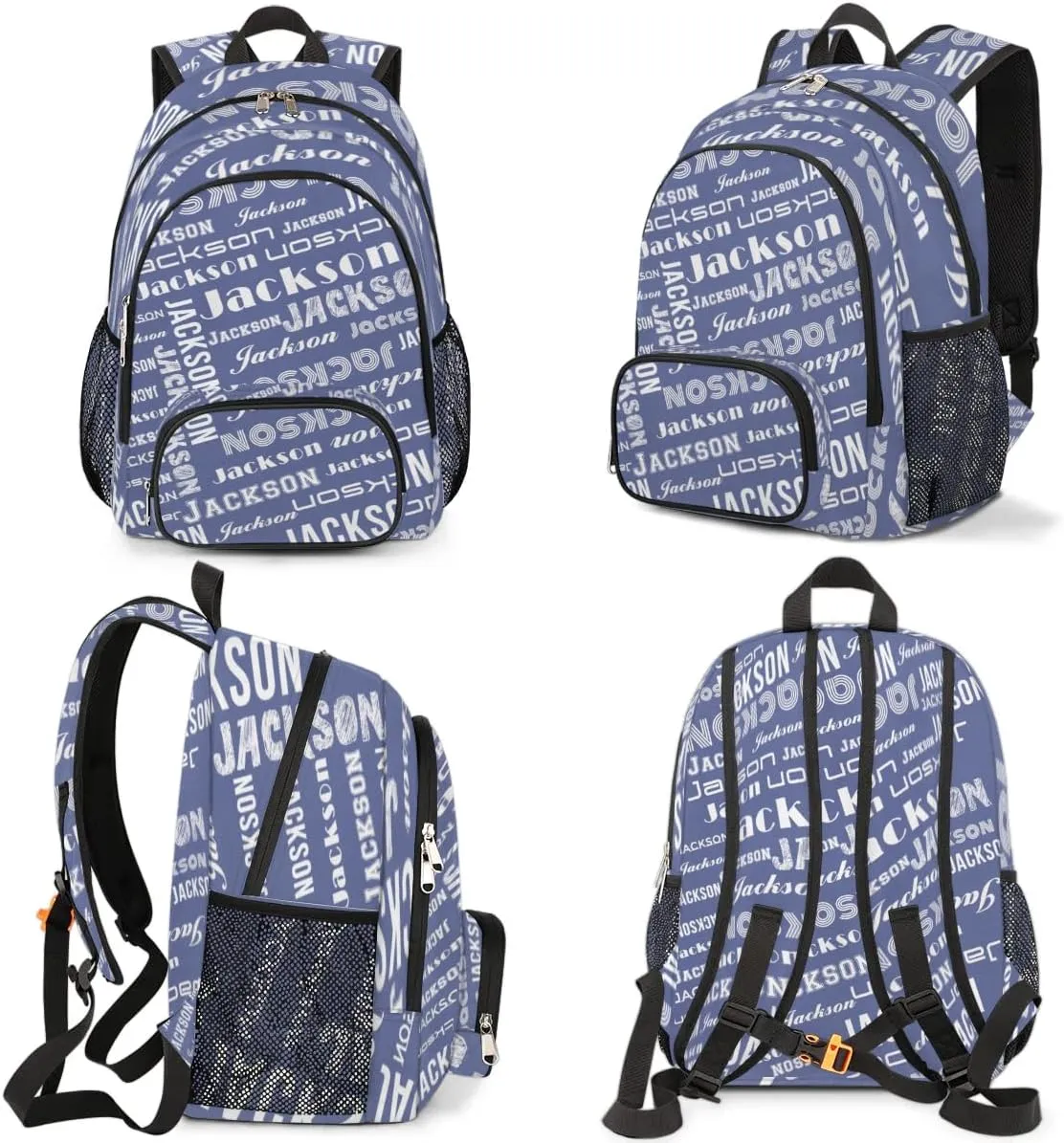 Personalized Daypack with Name Text, Lightweight Custom Backpack Carry On Bag for Travel, Business Trip, Picnic, Blue Gray