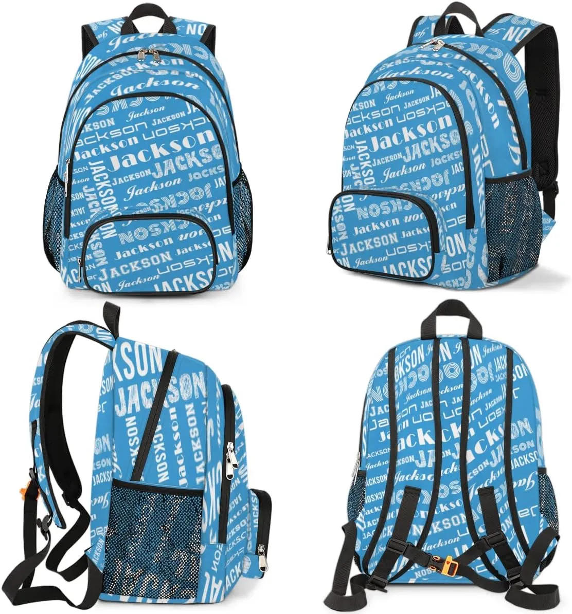 Personalized Daypack with Name Text, Lightweight Custom Backpack Carry On Bag for Travel, Business Trip, Picnic, Blue