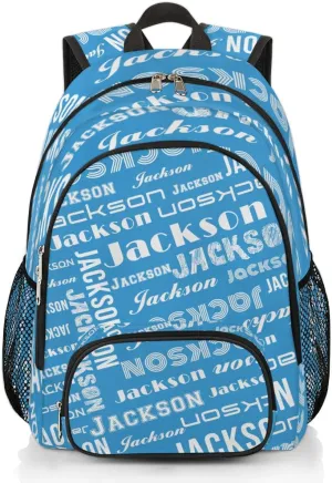 Personalized Daypack with Name Text, Lightweight Custom Backpack Carry On Bag for Travel, Business Trip, Picnic, Blue