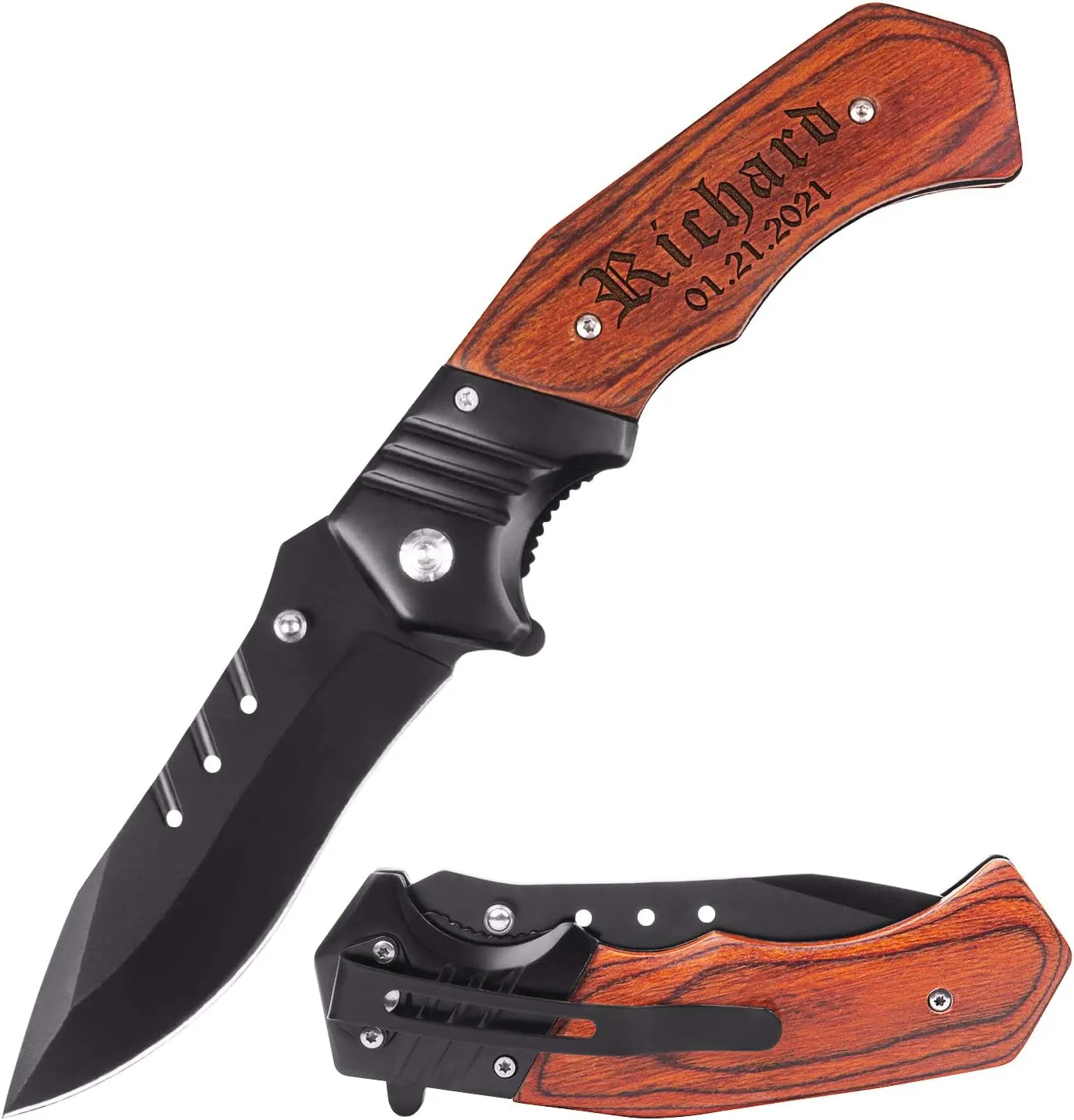 Personalized Engraved Pocket Knife With Gift Box - Custom Knifes For Husband, Boyfriend, Dad, Son, Brother, Uncle, Grandpa As Birthday, Anniversary, Father's Day, Christmas Gifts