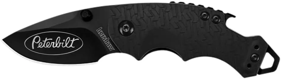 Peterbilt Logo Trucks Motors Kershaw Shuffle Folding Pocket Knife, Compact Utility and Multi-Function Every Day Carry