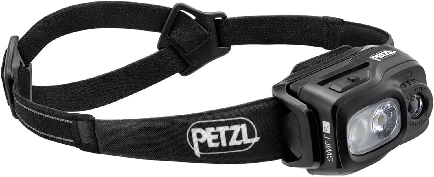 PETZL Swift RL Headlamp Black, 1100 lumens with Reactive Lighting