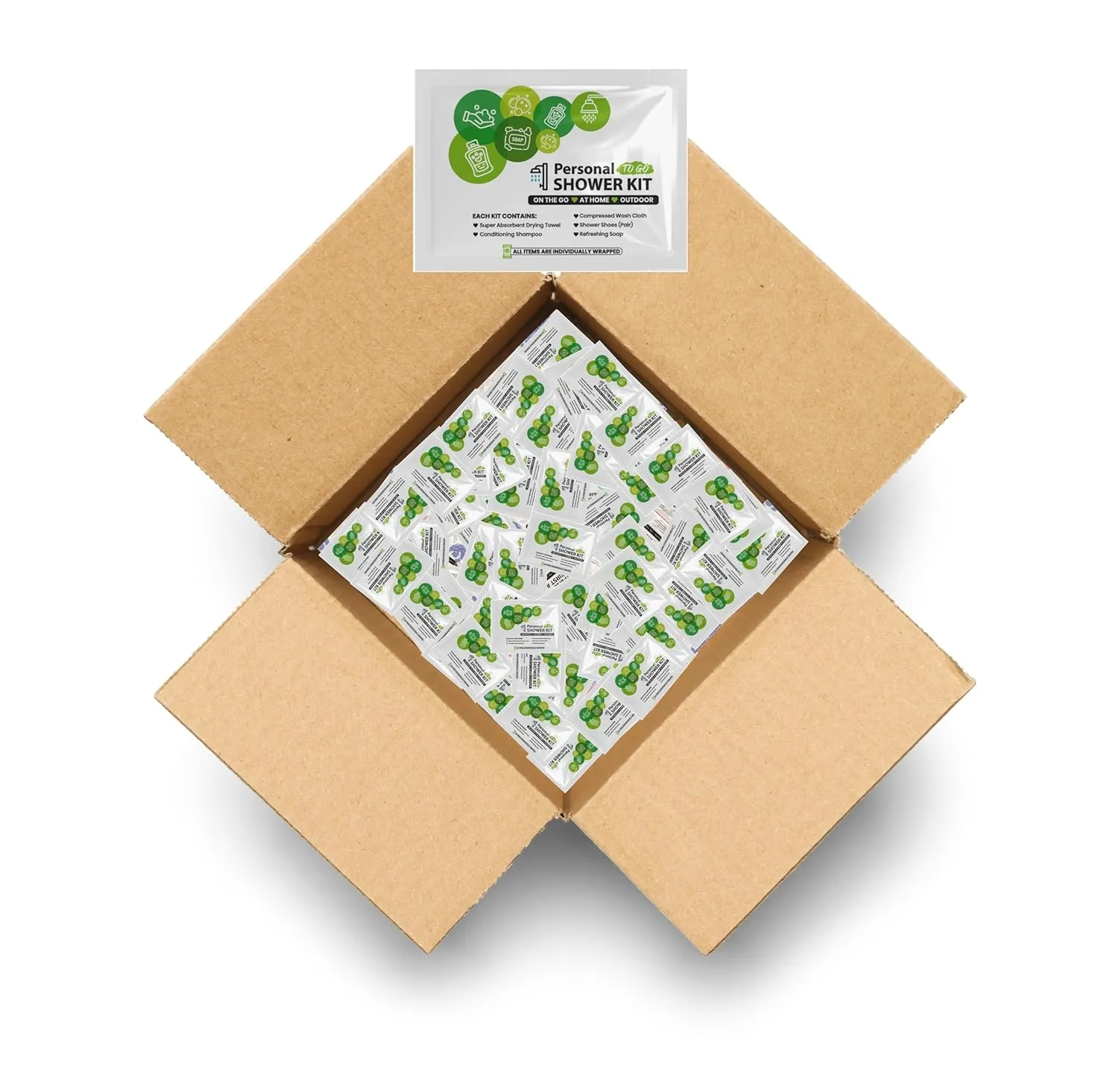 pH Advantage Compact Personal Shower Kit To-Go (Green) – Your Hygiene Companion for Travel, Gym, Camping | Shower on the Go | Shampoo, Soap, Towel. All in One (100)