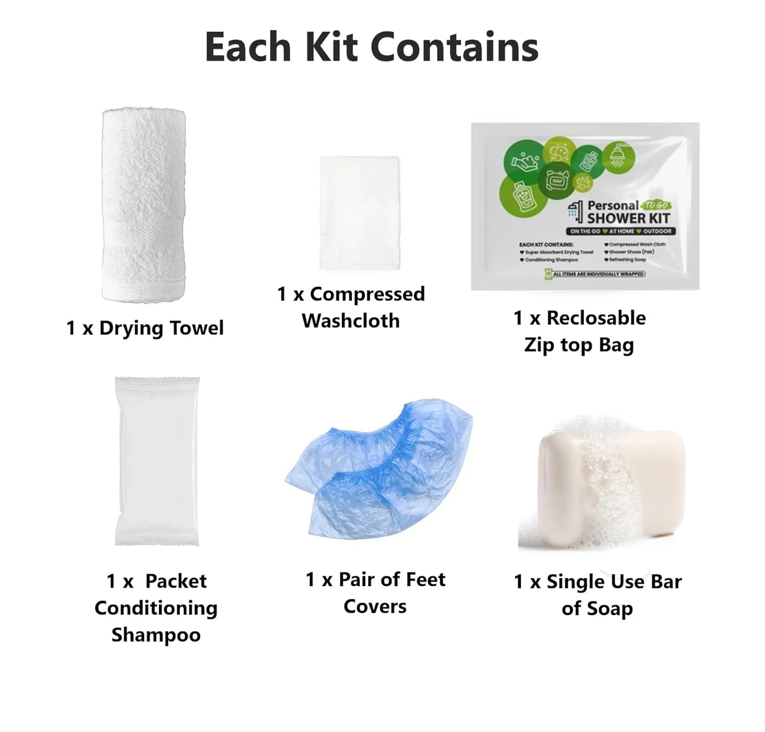 pH Advantage Compact Personal Shower Kit To-Go (Green) – Your Hygiene Companion for Travel, Gym, Camping | Shower on the Go | Shampoo, Soap, Towel. All in One (100)