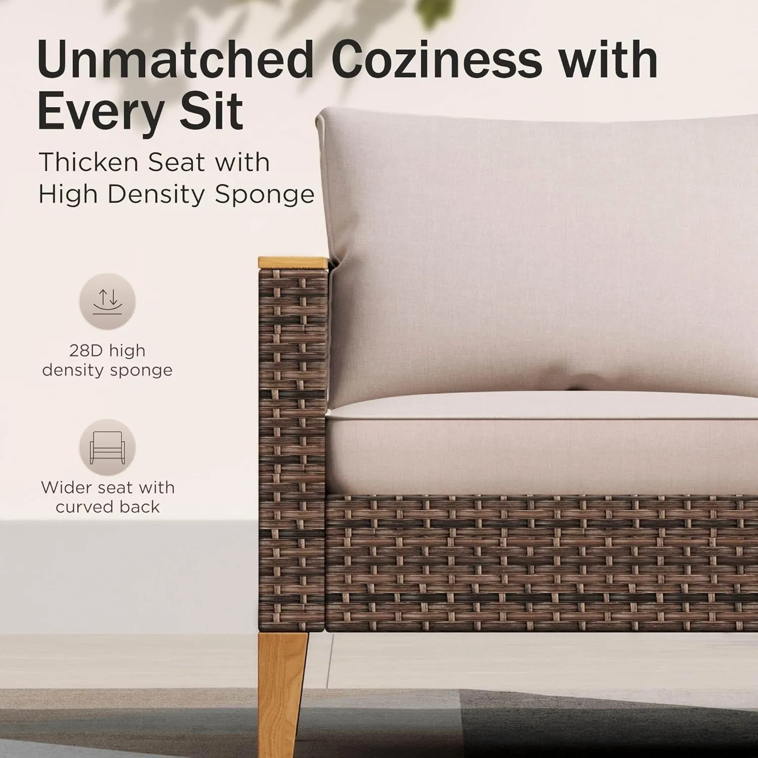 PHI VILLA 12-Piece Outdoor Conversation Set, Half-Moon Curved Sectional Wicker Sofa Outdoor Rattan Furniture Patio Set for 12 Seats with Cushions, Beige