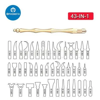 Phone PCB BGA Chip Burin Graver Scraper Cutter Blade Set 43pcs/set