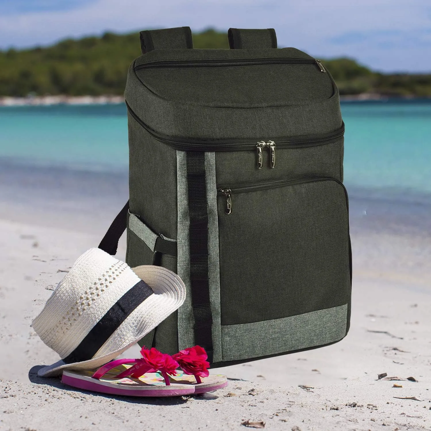 Picnic at Ascot Personalized Monogrammed Large 30 Can Capacity Cooler Backpack- Lightweight Insulated & Leak-Proof - Designed & Quality Approved in USA