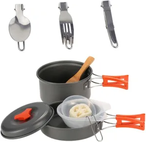 Picnic Pot Set Compact Camping Cooking Kit Person Camping Pan Set Portable Cookware Outdoor Cooking Tools