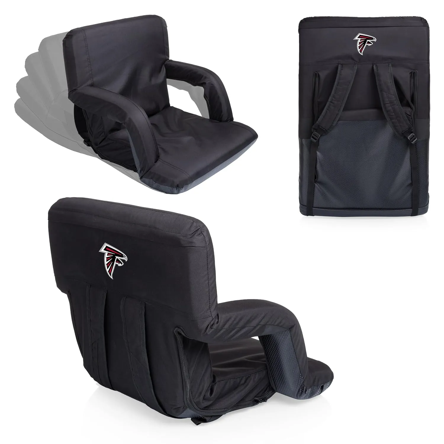 PICNIC TIME Black Atlanta Falcons Ventura Seat Portable Recliner Chair