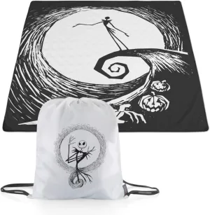 Picnic TIME Disney Nightmare Before Christmas Jack Impresa Picnic Blanket, Lightweight Beach Blanket, Machine Washable, (Black and White)