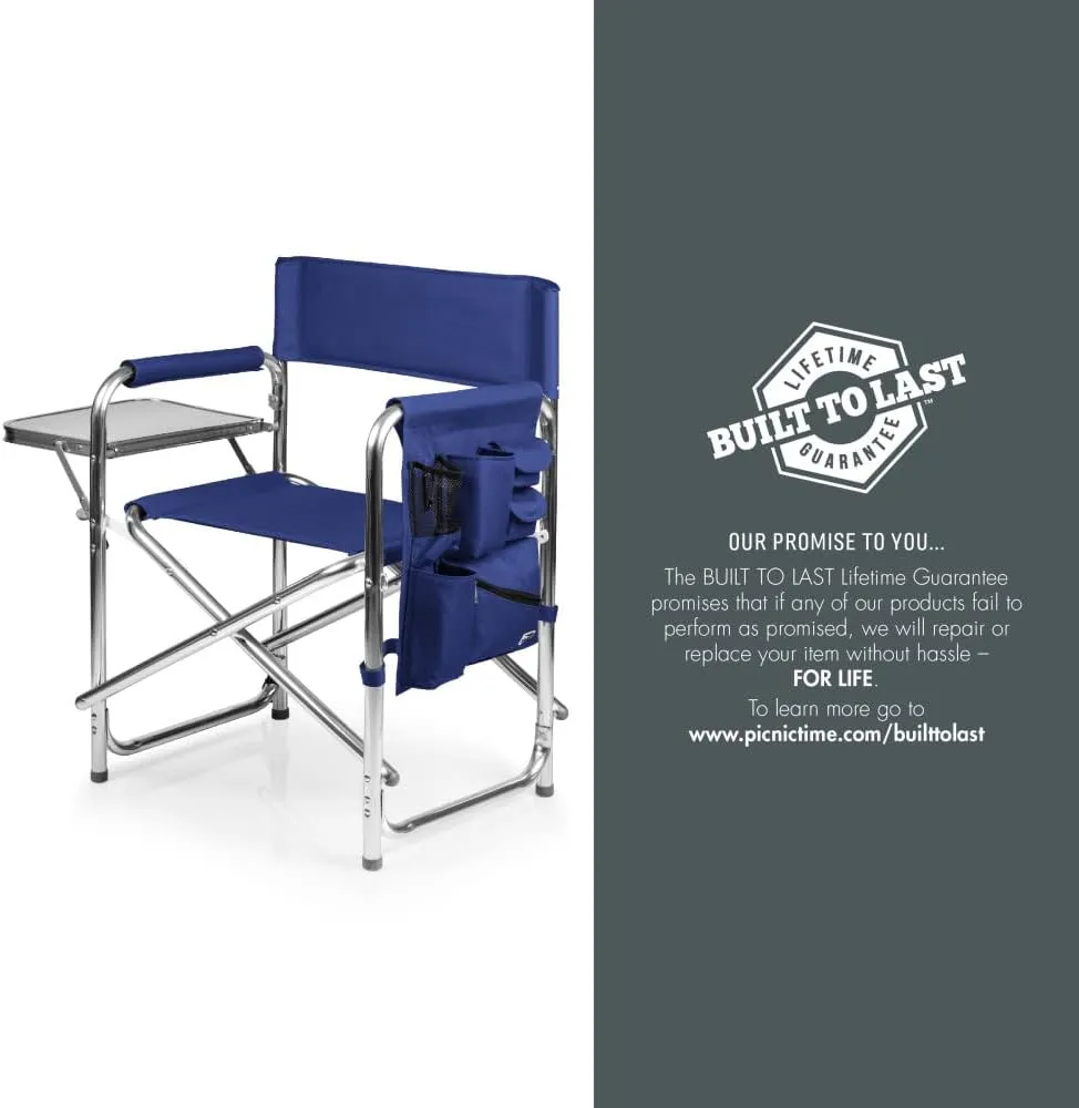 PICNIC TIME NCAA Cal Bears Sports Chair with Side Table - Beach Chair - Camp Chair for Adults